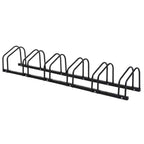 Black 6-bike bike parking rack with six U-shaped holders