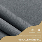 Close-up of dark grey woven awning fabric with textured PU-coated surface