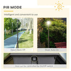 Black solar lamp post light with lantern head and motion sensor mode graphic