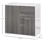 Grey sideboard cabinet with two-door base and two-drawer upper storage