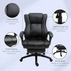 Black executive office chair with thick padded seat and back and sturdy swivel base