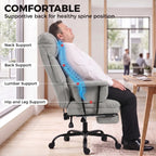 Grey ergonomic office chair with adjustable-looking back support and lumbar cushion