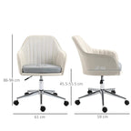 Beige height-adjustable task chair with gray seat cushion and swivel base, angled views