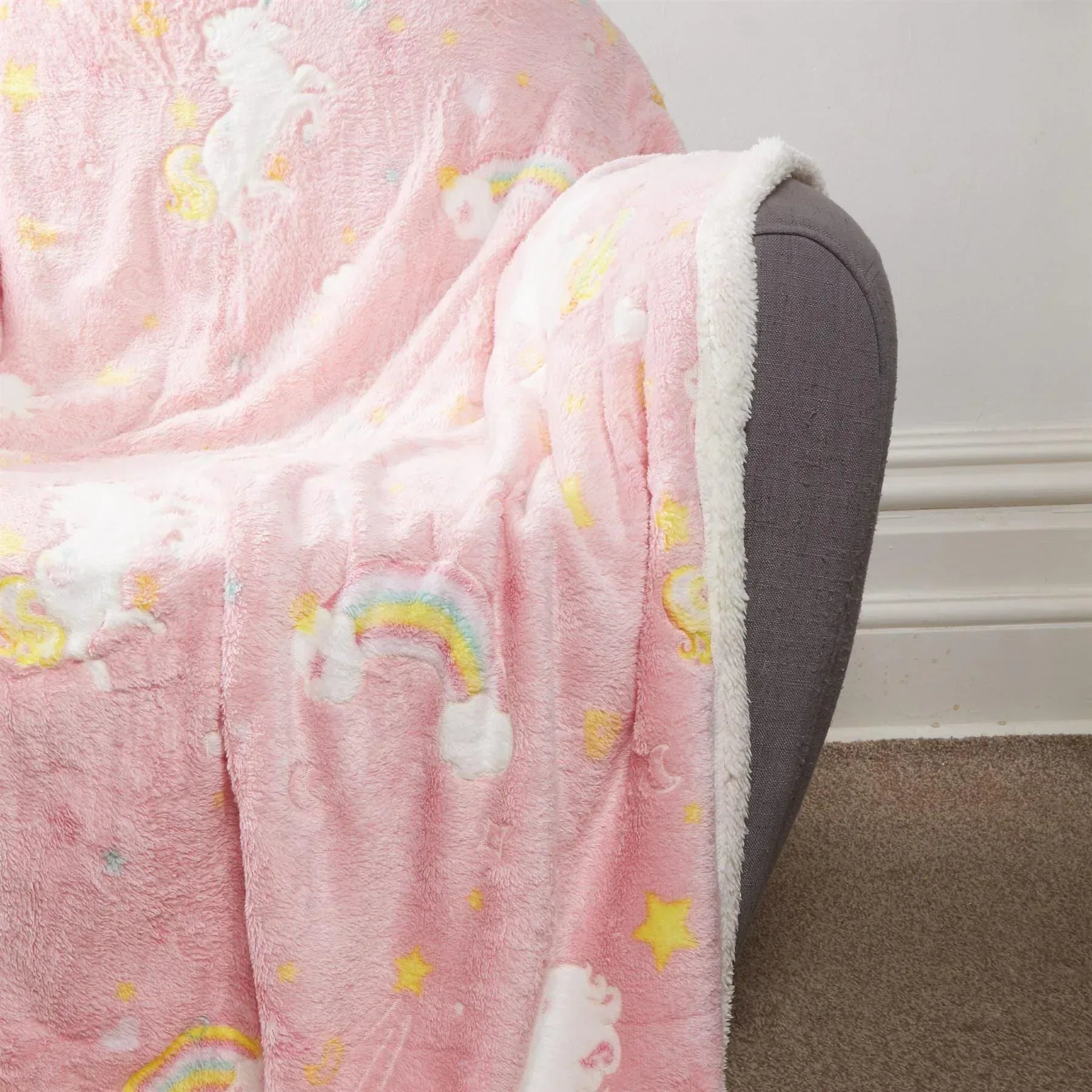 magical-glow-in-the-dark-rainbow-unicorn-teddy-fleece-duvet-set-for-kids-super-soft-cosy-bedding-perfect-for-children-s-bedrooms-by-olivia-rocco-duvet-cover-654258534 - Bobobiy