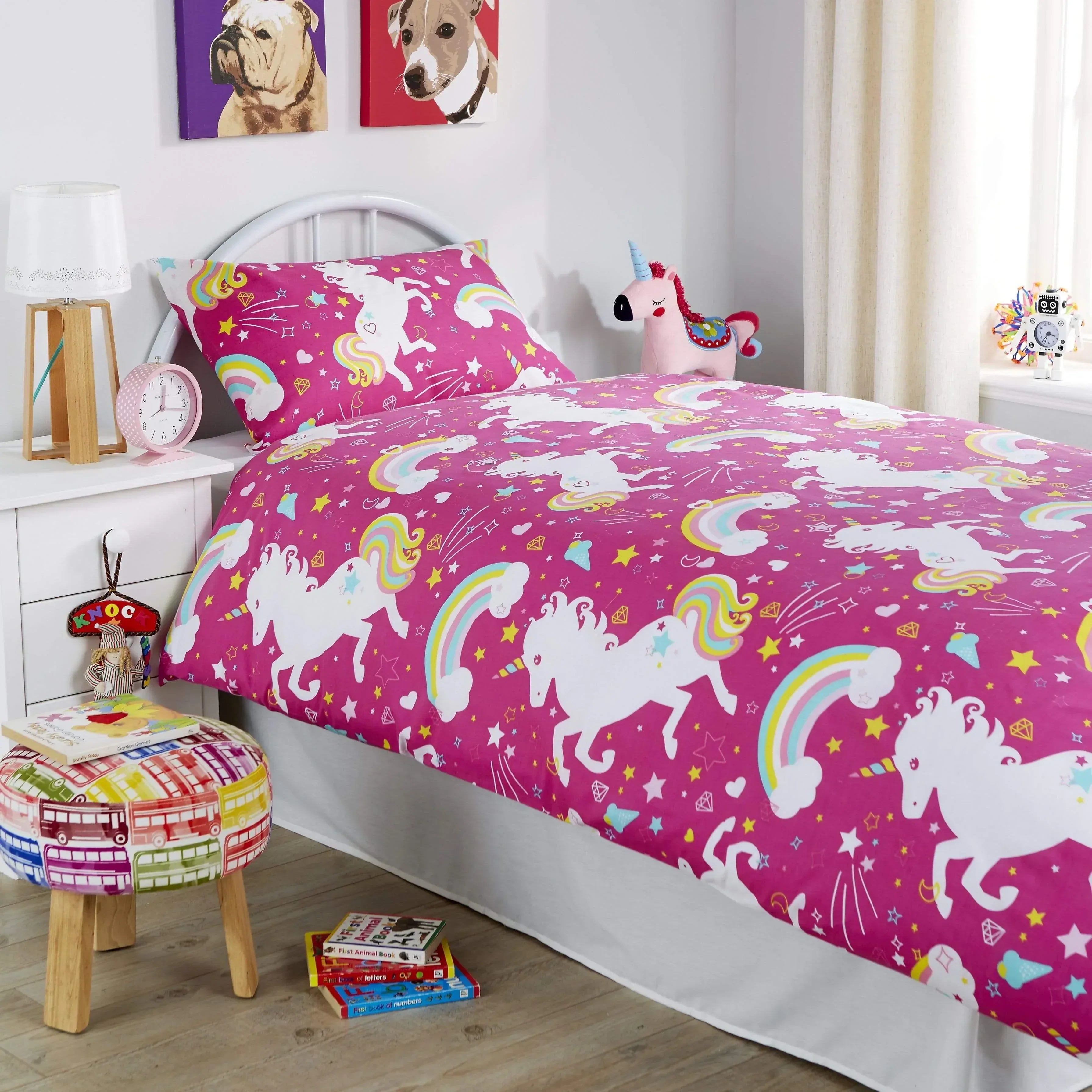 magical-unicorn-fairytale-duvet-cover-set-for-kids-cotton-rich-whimsical-design-oeko-tex-certified-bedding-available-single-double-by-olivia-rocco-duvet-cover-573849012 - Bobobiy
