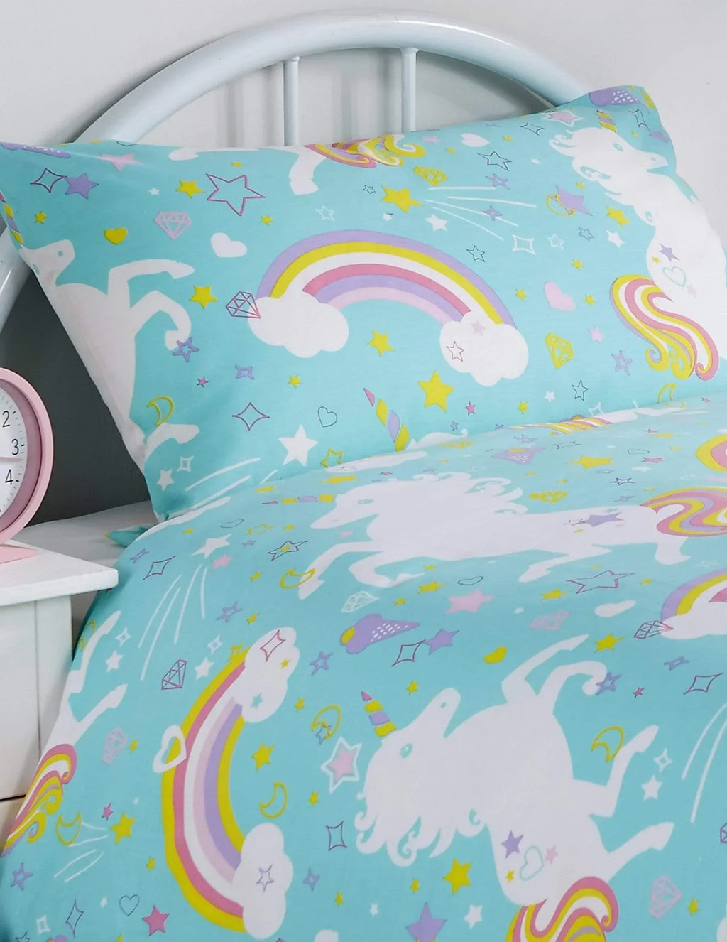 magical-unicorn-fairytale-duvet-cover-set-for-kids-cotton-rich-whimsical-design-oeko-tex-certified-bedding-available-single-double-by-olivia-rocco-single-duckegg-duvet-cover-573849045 - Bobobiy