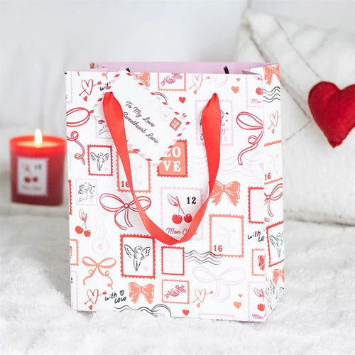 Valentine Postage Stamp Print Gift Bag - Bobobiy