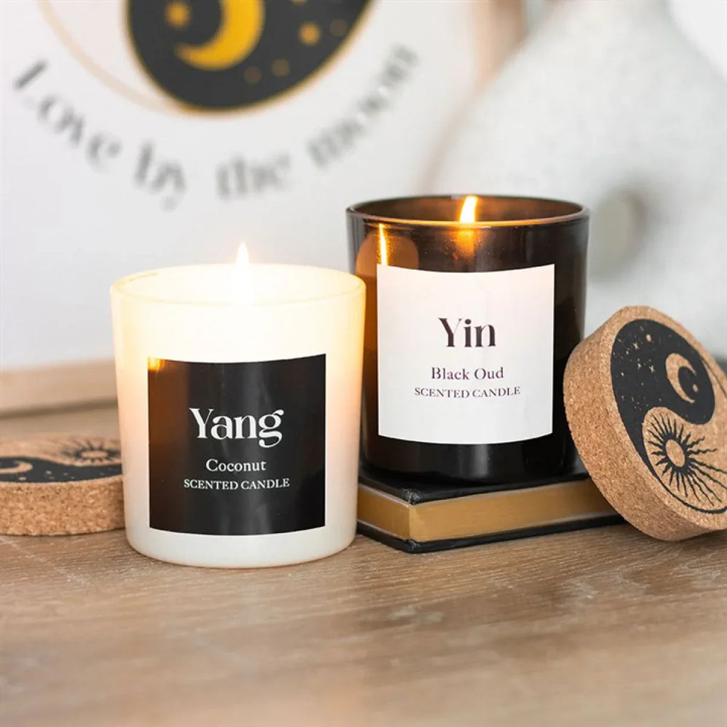 Set of 2 Yin Yang Black Oud and Coconut Candles - Bobobiy