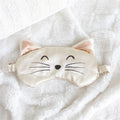 White Cat Face Satin Eye Mask - Bobobiy