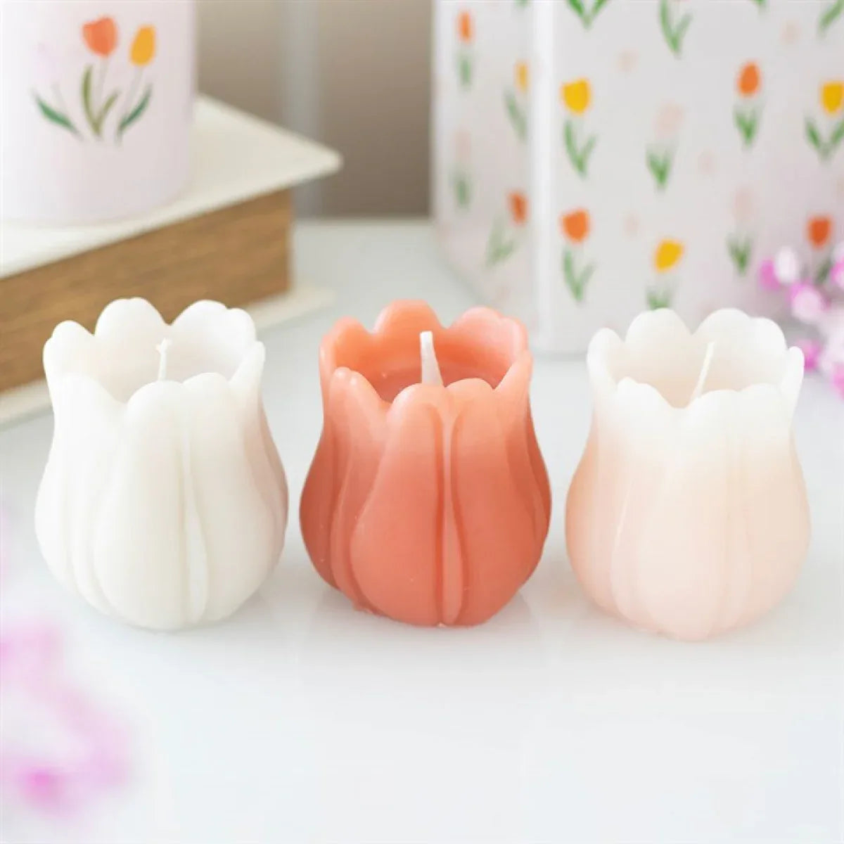 Set of 3 Tulip Shaped Candles - Bobobiy