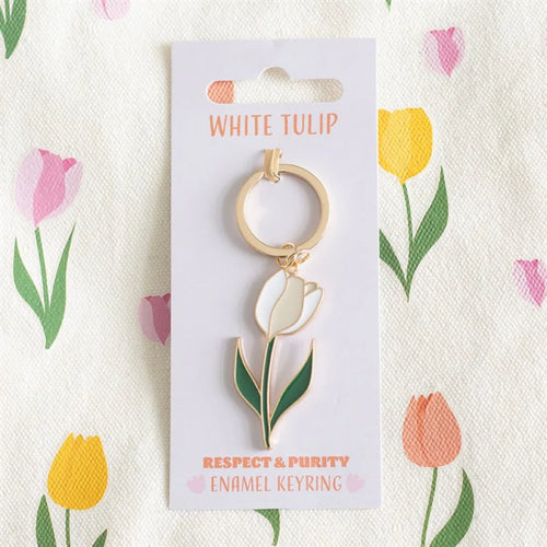 White Tulip Keyring - Bobobiy