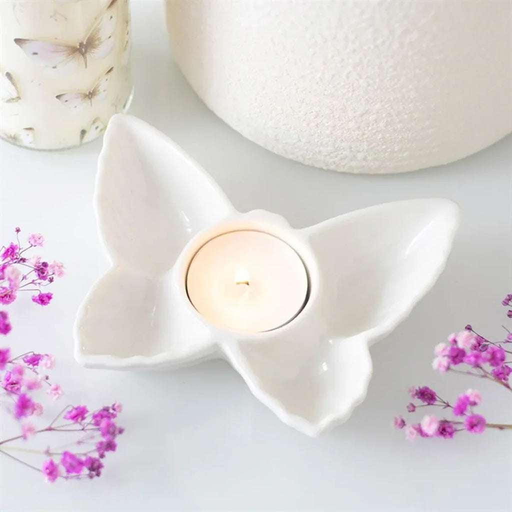 White Butterfly Tealight Candle Holder - Bobobiy
