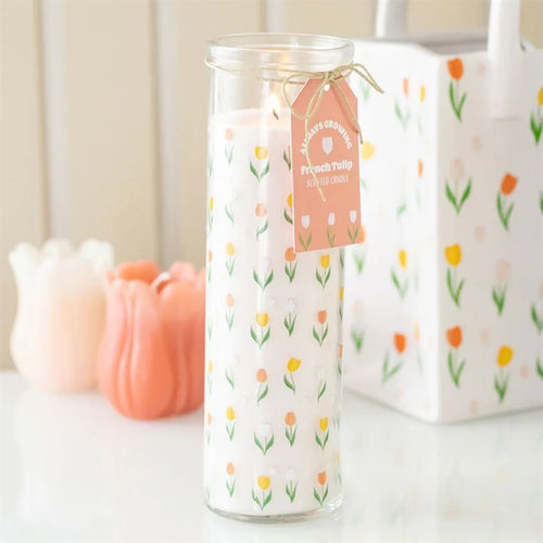 Tulip Print French Tulip Tube Candle - Bobobiy