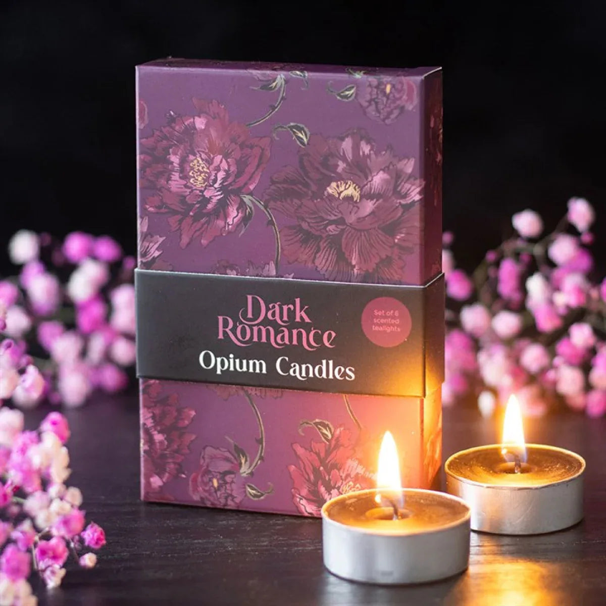 Set of 6 Dark Romance Opium Tealight Candles - Bobobiy