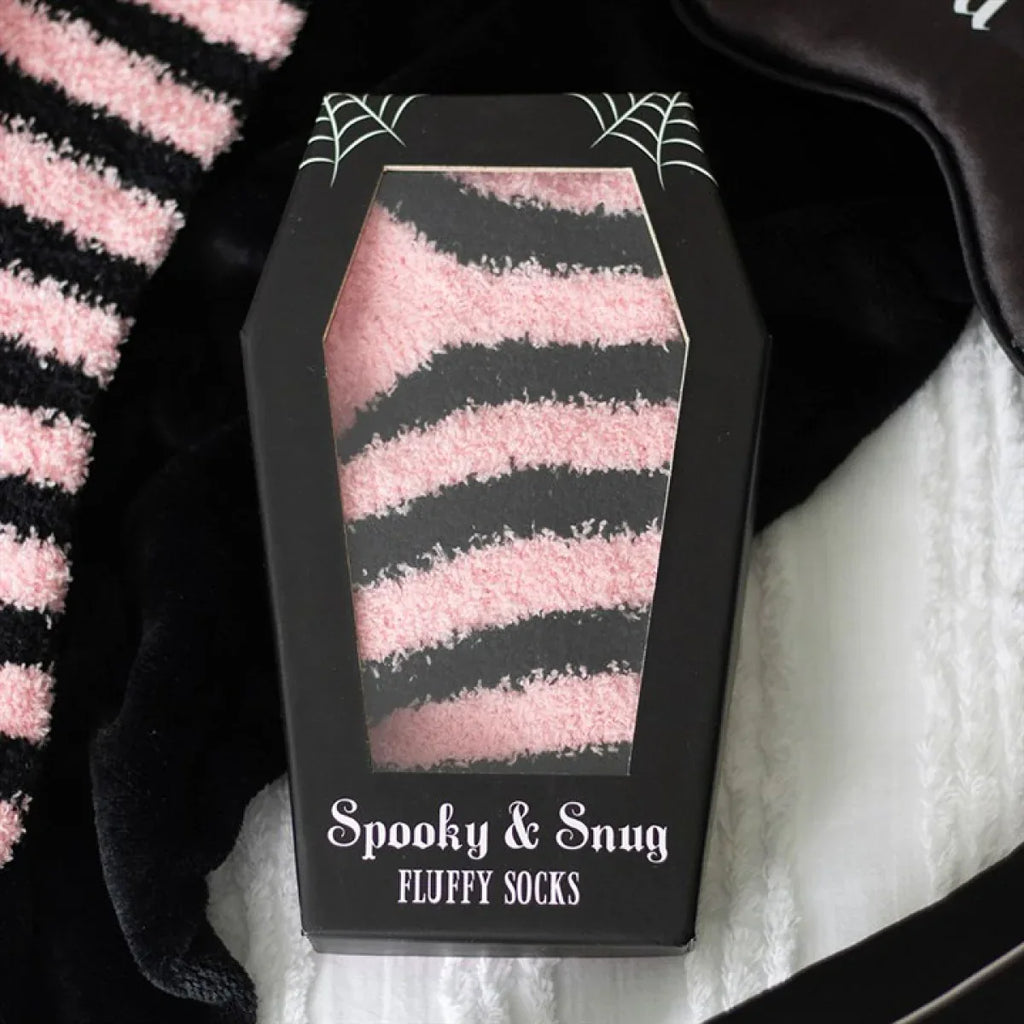 Pink and Black Striped Socks in Coffin Gift Box - Bobobiy