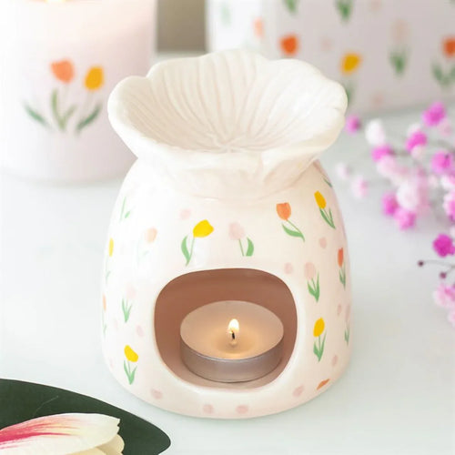 Tulip Print Oil Burner and Wax Warmer - Bobobiy