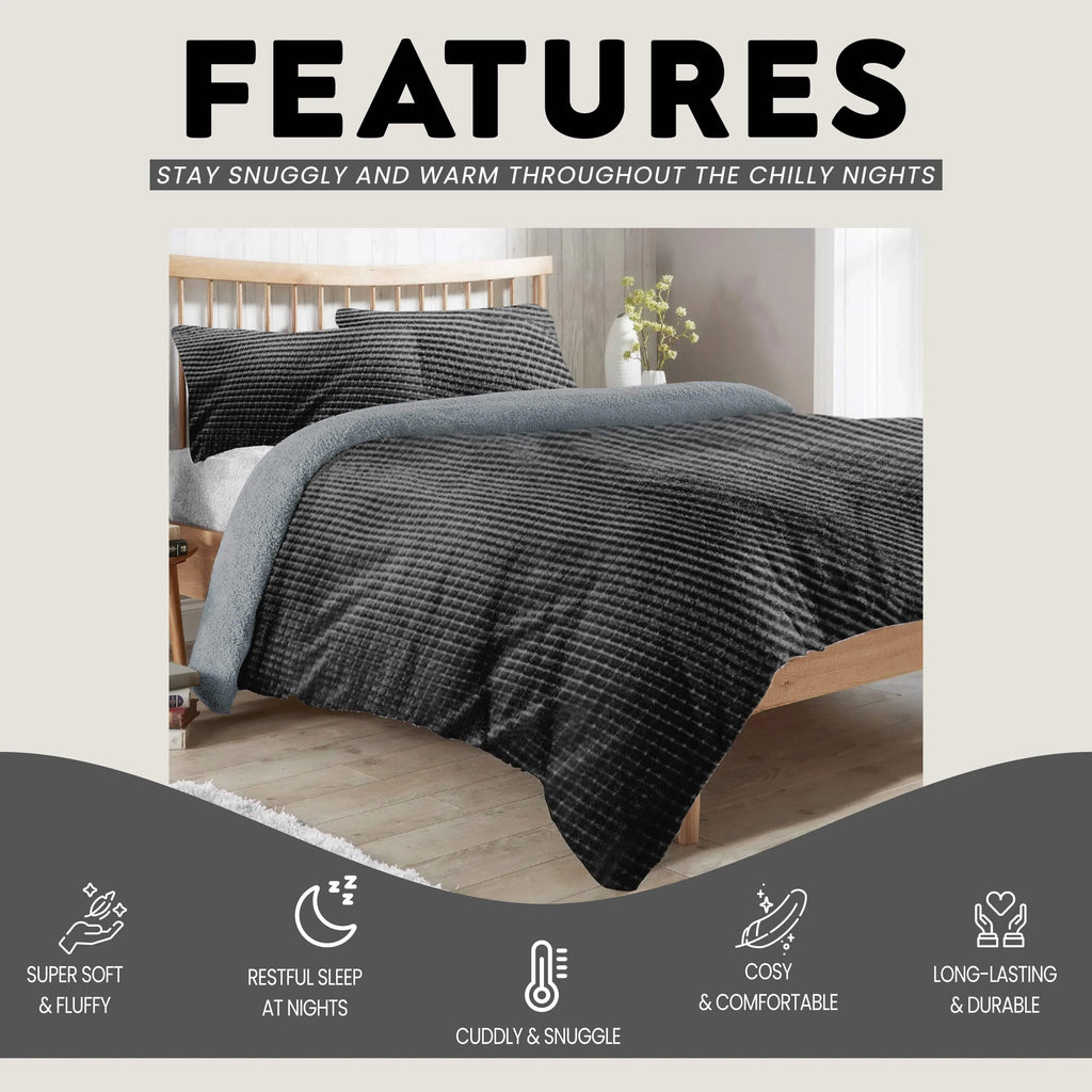 maine-check-super-soft-fluffy-fleece-duvet-cover-set-with-pillowcases-reversible-bedding-for-winter-warmth-in-black-grey-by-olivia-rocco-duvet-cover-1090407931 - Bobobiy