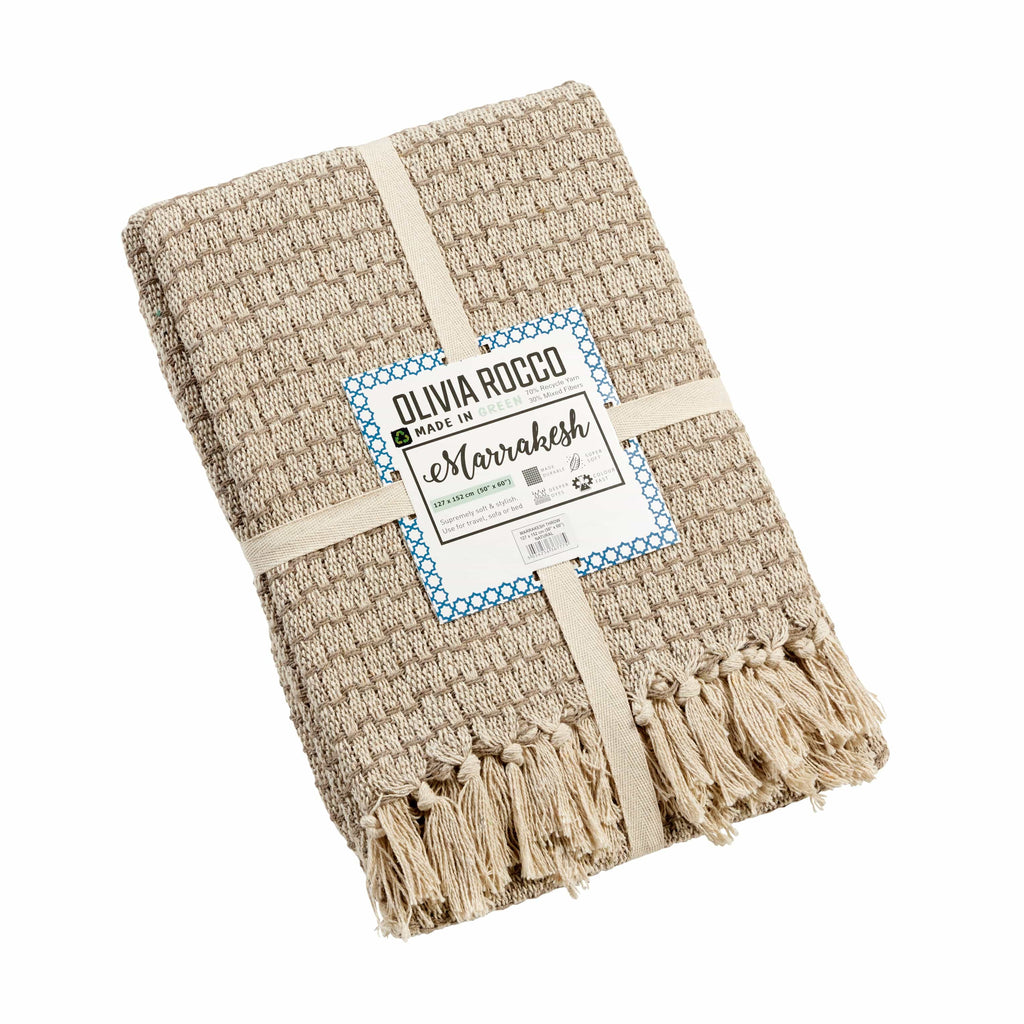 Marrakesh Eco-Friendly Super Soft Cotton Throws Lightweight Sustainable Recycled Cotton for Sofa Bed Chair Calming Colours By