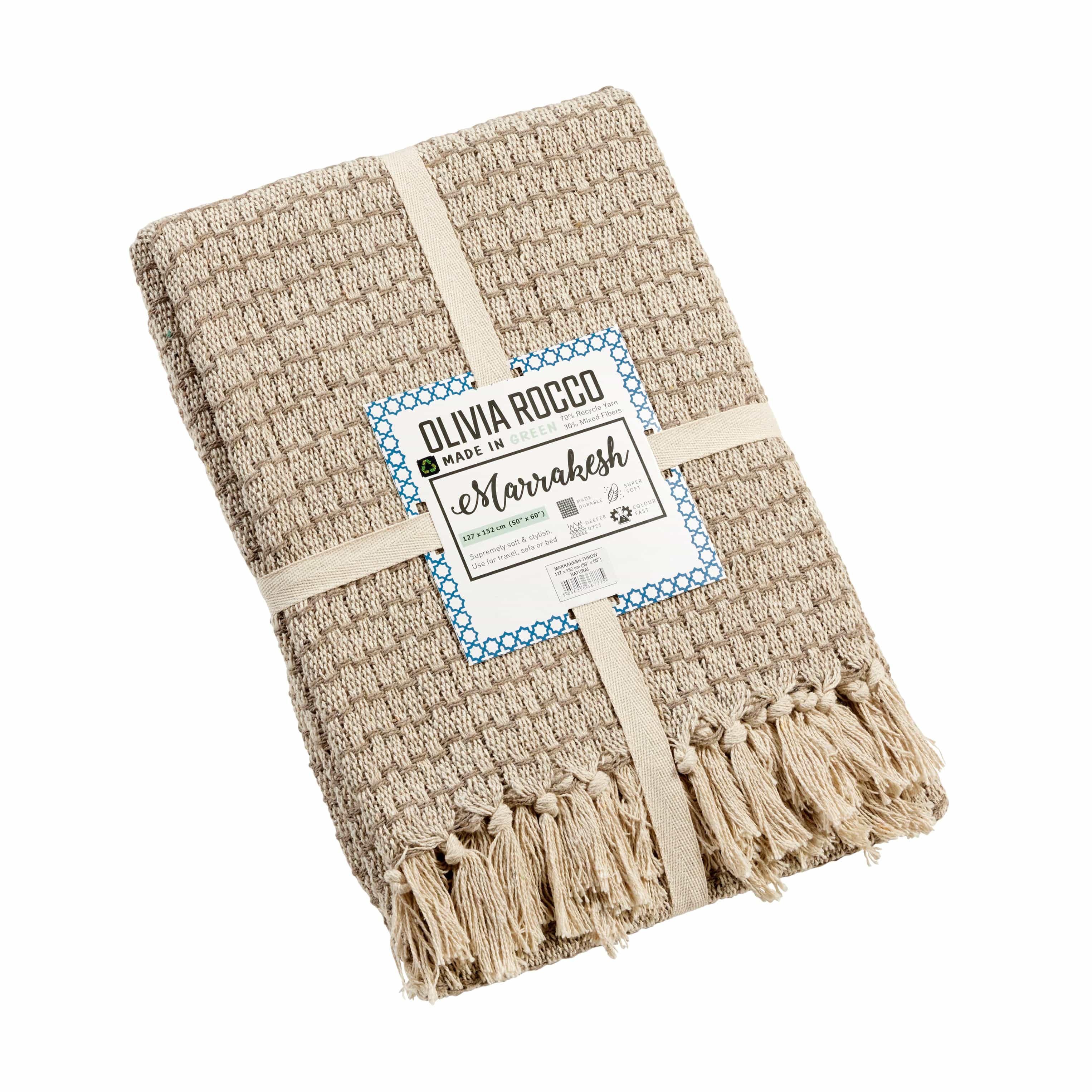 Marrakesh Eco-Friendly Super Soft Cotton Throws Lightweight Sustainable Recycled Cotton for Sofa Bed Chair Calming Colours By