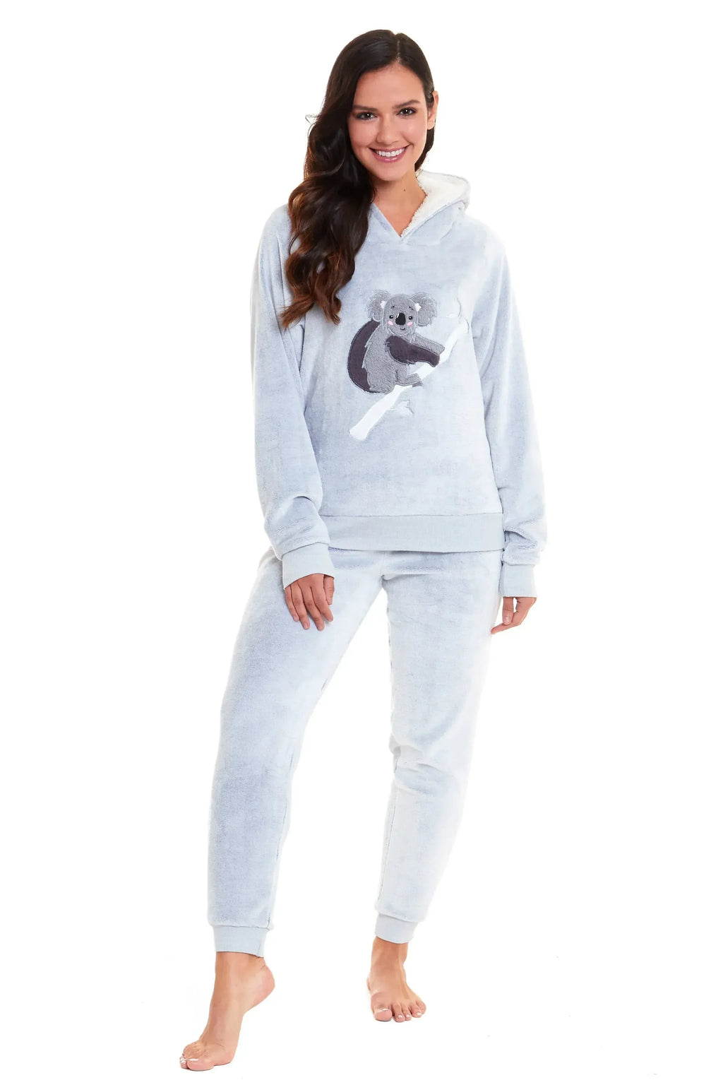 matching-mother-daughter-koala-bear-hooded-pyjama-set-soft-plush-fleece-flannel-loungewear-nightwear-for-women-and-girls-by-daisy-dreamer-pyjamas-572505671 - Bobobiy