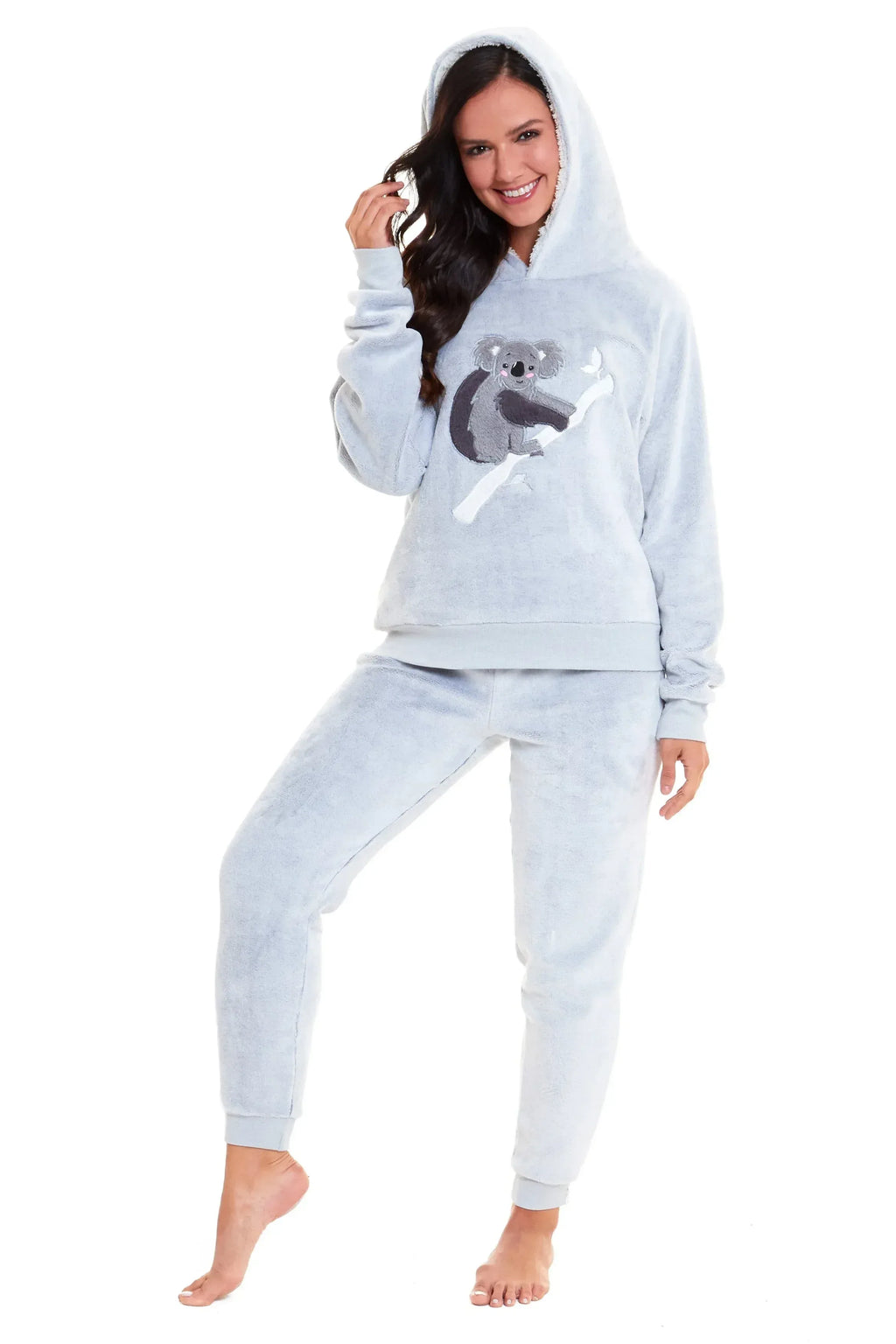 matching-mother-daughter-koala-bear-hooded-pyjama-set-soft-plush-fleece-flannel-loungewear-nightwear-for-women-and-girls-by-daisy-dreamer-pyjamas-572505675 - Bobobiy