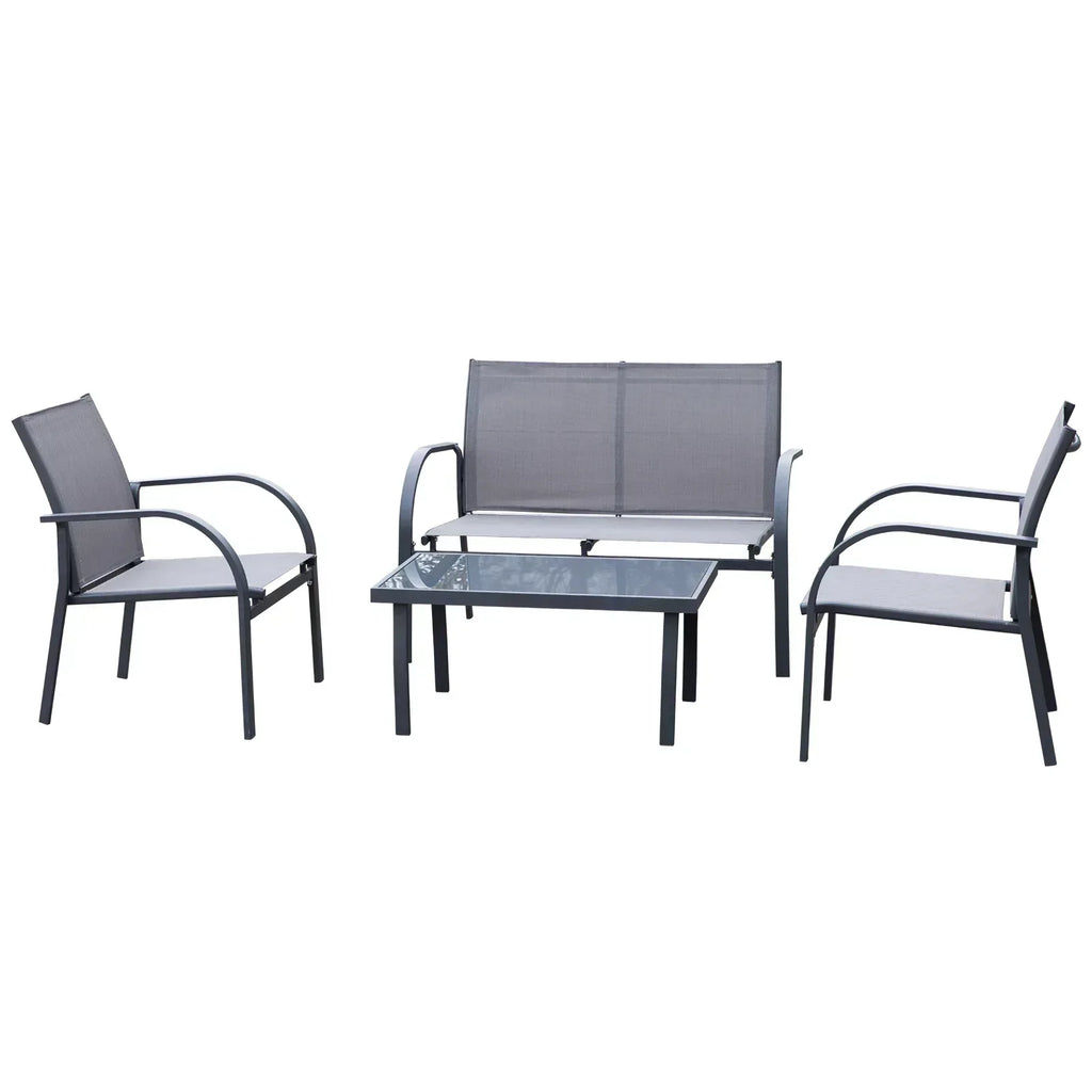 Four-Piece Minimal Garden Patio Set - Grey - Bobobiy