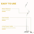 Spiral LED floor lamp with foot switch, power cable, and square base
