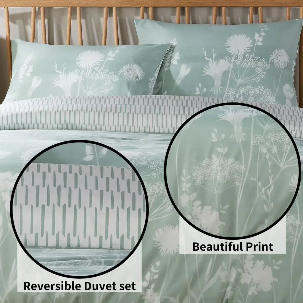 meadow-sage-green-reversible-duvet-cover-set-with-pillowcases-easy-care-durable-polyester-stylish-quilted-design-single-double-king-by-olivia-rocco-duvet-cover-918329754 - Bobobiy