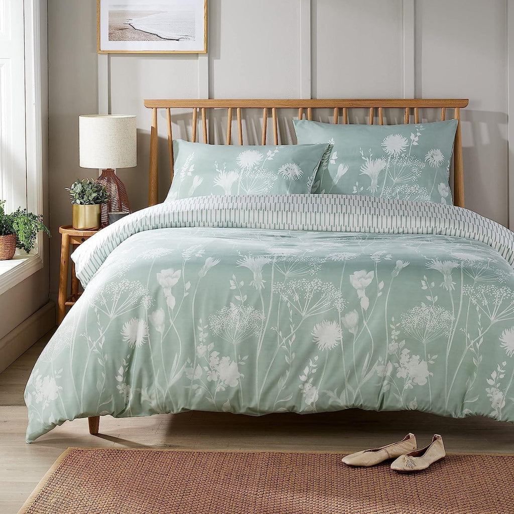 meadow-sage-green-reversible-duvet-cover-set-with-pillowcases-easy-care-durable-polyester-stylish-quilted-design-single-double-king-by-olivia-rocco-single-duvet-cover-918329739 - Bobobiy