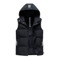 Men Padded Detachable Hoodie Striped Vest Jacket