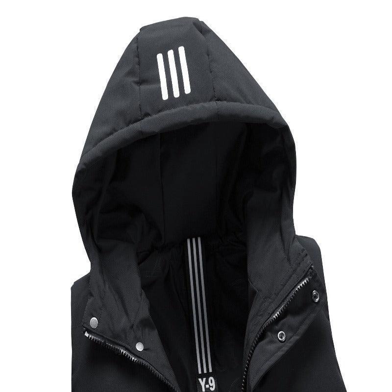 Men Padded Detachable Hoodie Striped Vest Jacket
