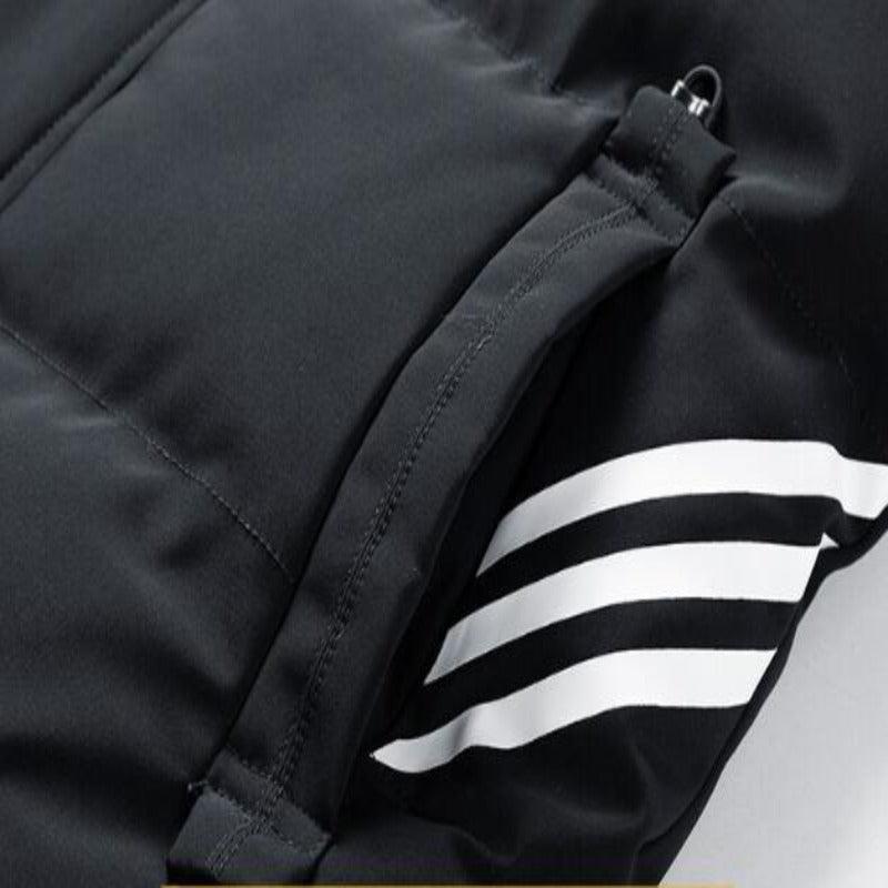 Men Padded Detachable Hoodie Striped Vest Jacket