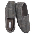 Men’s Checked Slippers Memory Foam Cushioned Soft Lining Warm Thermal Slip On House Shoes Pair for Indoor Use