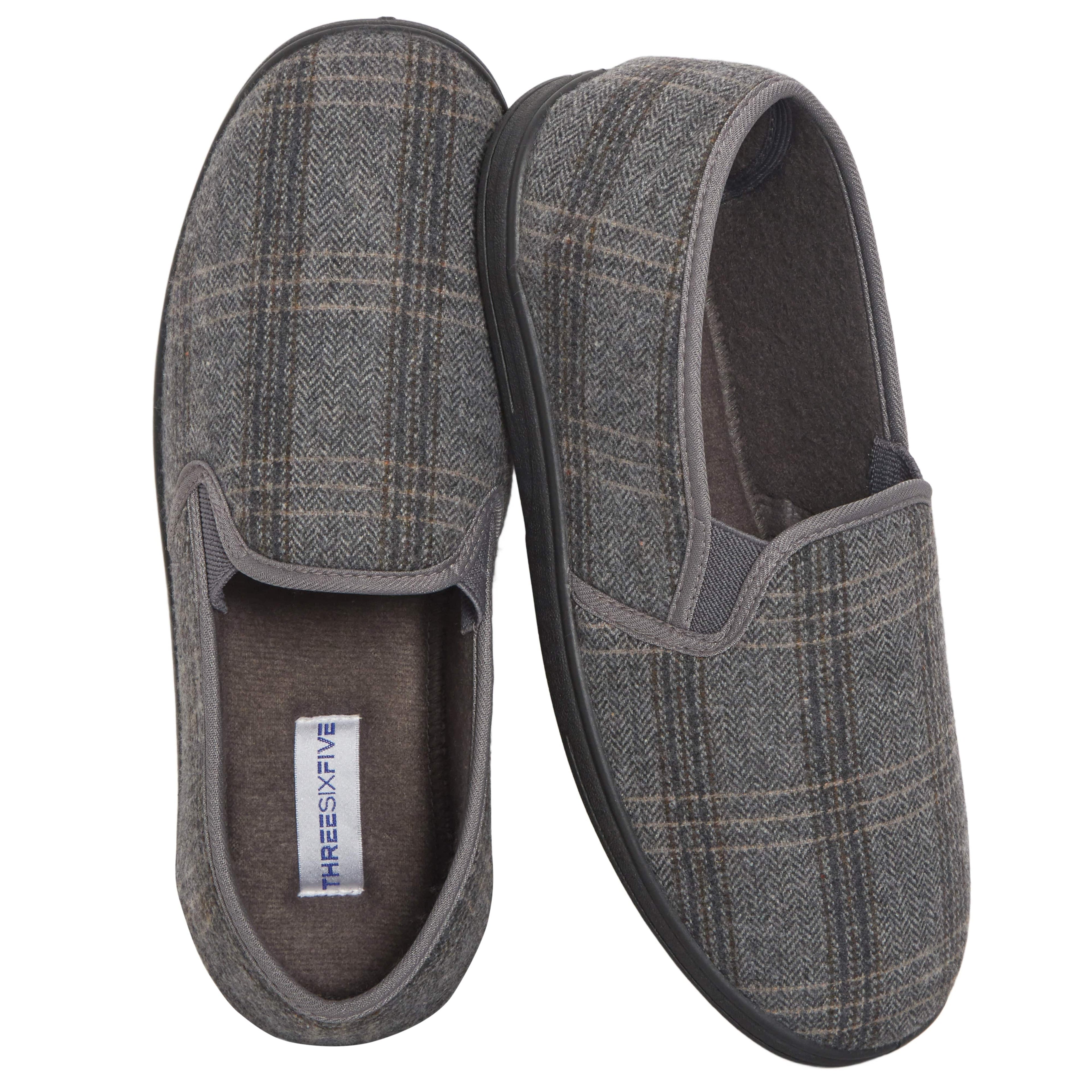 Men’s Checked Slippers Memory Foam Cushioned Soft Lining Warm Thermal Slip On House Shoes Pair for Indoor Use