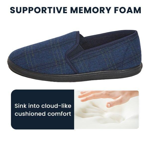 men-s-checked-slippers-memory-foam-soft-lining-warm-slip-on-house-shoes-for-indoor-use-by-sock-stack-slippers-1180701767 - Bobobiy