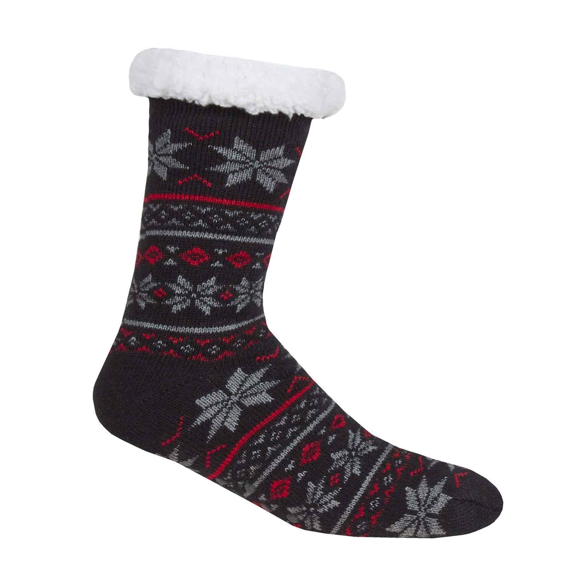 men-s-chunky-winter-lounge-slipper-socks-with-non-slip-grips-ultra-soft-sherpa-flannel-fleece-lining-cozy-home-wear-sizes-39-46-by-sock-stack-black-fair-isle-6-11-socks-1182322080 - Bobobiy