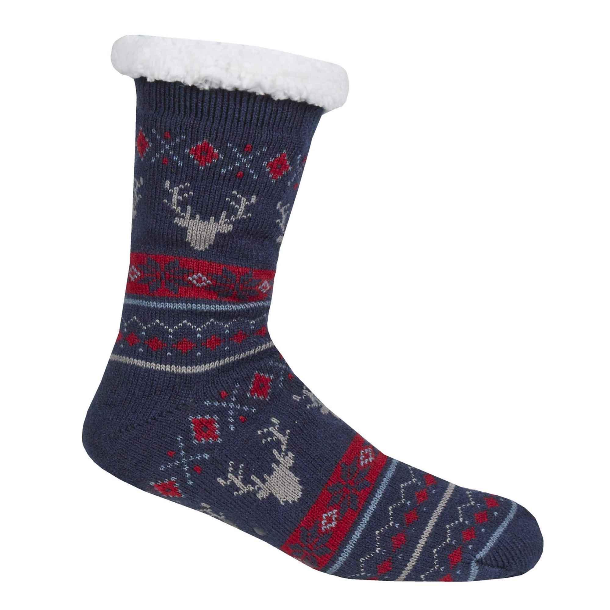 men-s-chunky-winter-lounge-slipper-socks-with-non-slip-grips-ultra-soft-sherpa-flannel-fleece-lining-cozy-home-wear-sizes-39-46-by-sock-stack-navy-fair-isle-6-11-socks-1182322079 - Bobobiy