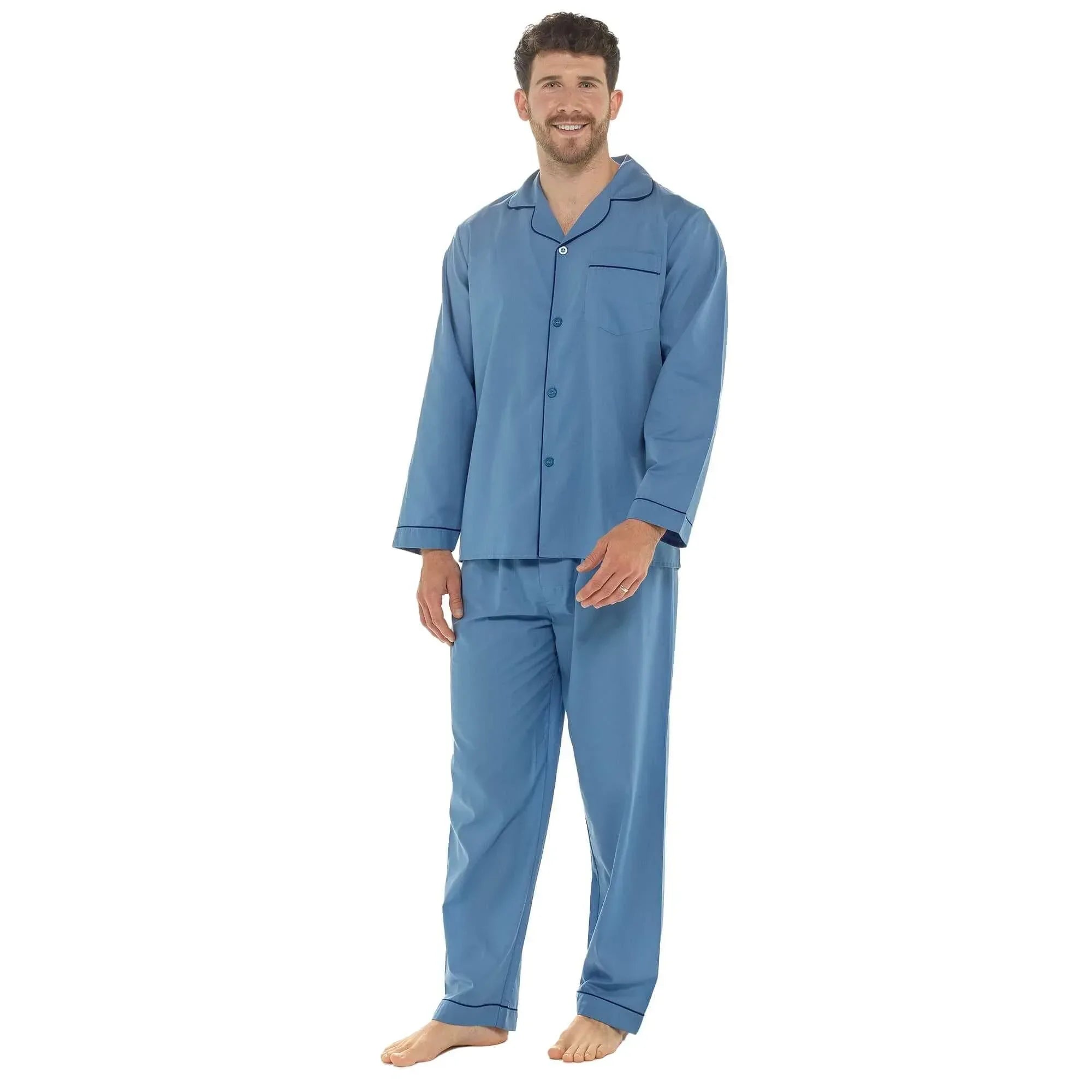 men-s-classic-blue-woven-pyjama-set-long-sleeve-button-top-bottoms-easy-care-nightwear-sleepwear-by-sock-stack-m-blue-pyjamas-1176513510 - Bobobiy