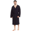 Men’s Hooded Waffle Cotton Bathrobe Black Super Absorbent Spa Robe Luxury Dressing Gown for Home & Loungewear