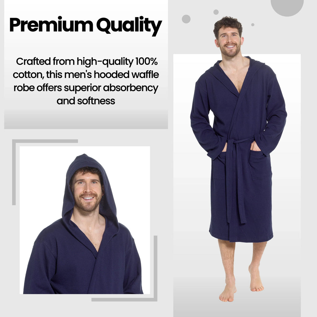 men-s-hooded-waffle-cotton-bathrobe-navy-super-absorbent-spa-robe-luxury-dressing-gown-for-home-loungewear-by-sock-stack-bathrobe-1176964969 - Bobobiy