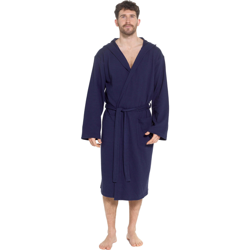 men-s-hooded-waffle-cotton-bathrobe-navy-super-absorbent-spa-robe-luxury-dressing-gown-for-home-loungewear-by-sock-stack-m-l-navy-bathrobe-1176964973 - Bobobiy