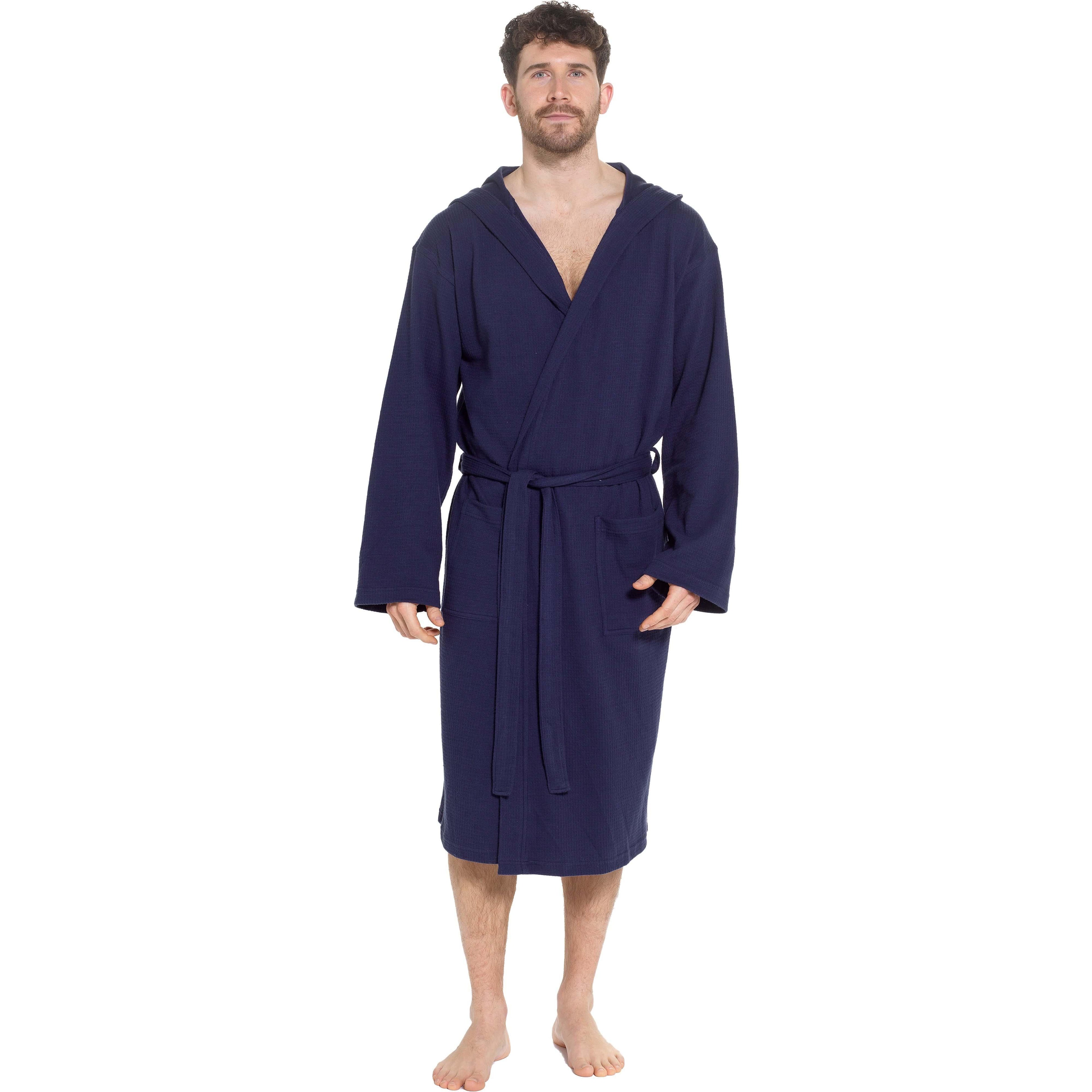 men-s-hooded-waffle-cotton-bathrobe-navy-super-absorbent-spa-robe-luxury-dressing-gown-for-home-loungewear-by-sock-stack-m-l-navy-bathrobe-1176964973 - Bobobiy
