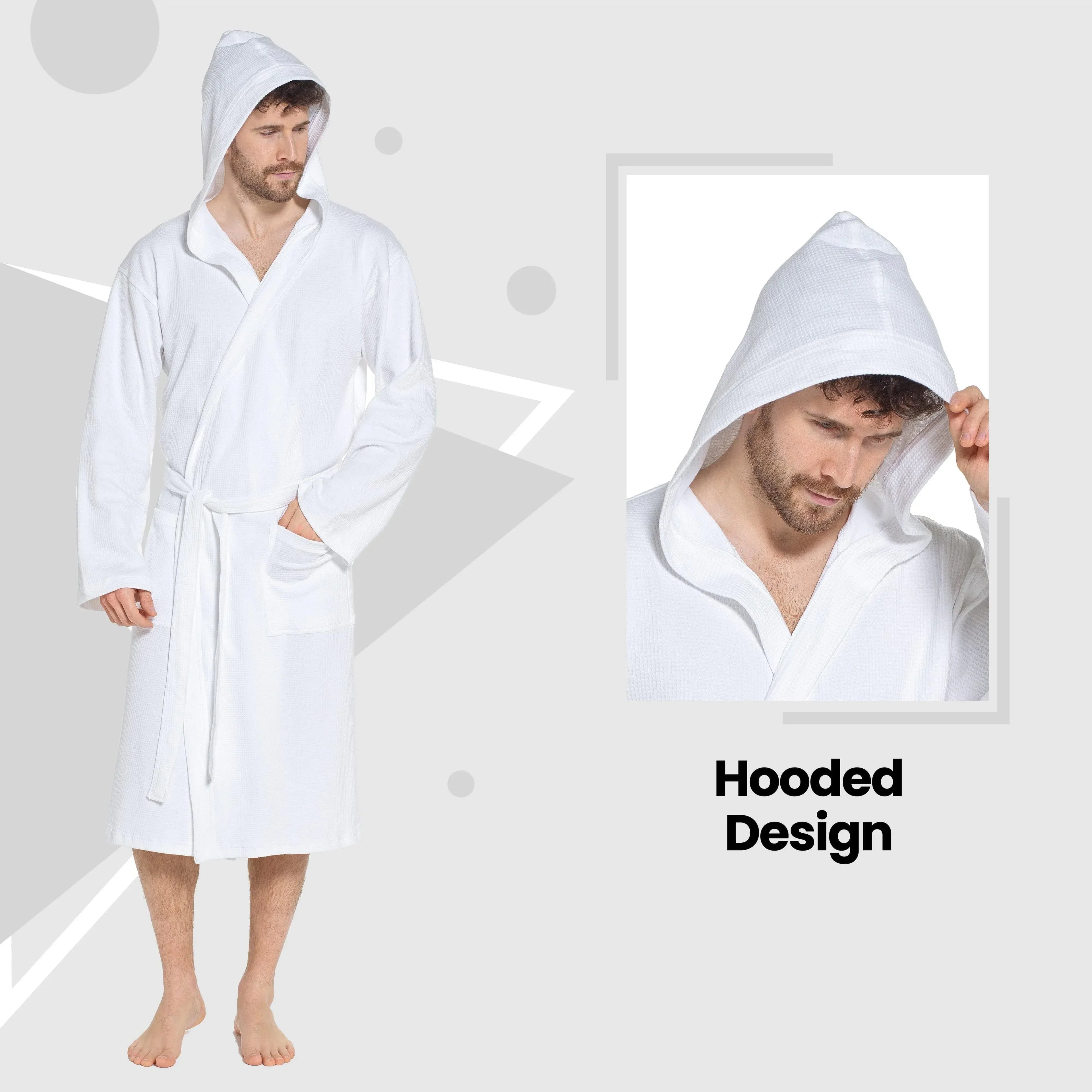 men-s-hooded-waffle-cotton-bathrobe-white-super-absorbent-spa-robe-luxury-dressing-gown-for-home-loungewear-by-sock-stack-bathrobe-1176964980 - Bobobiy