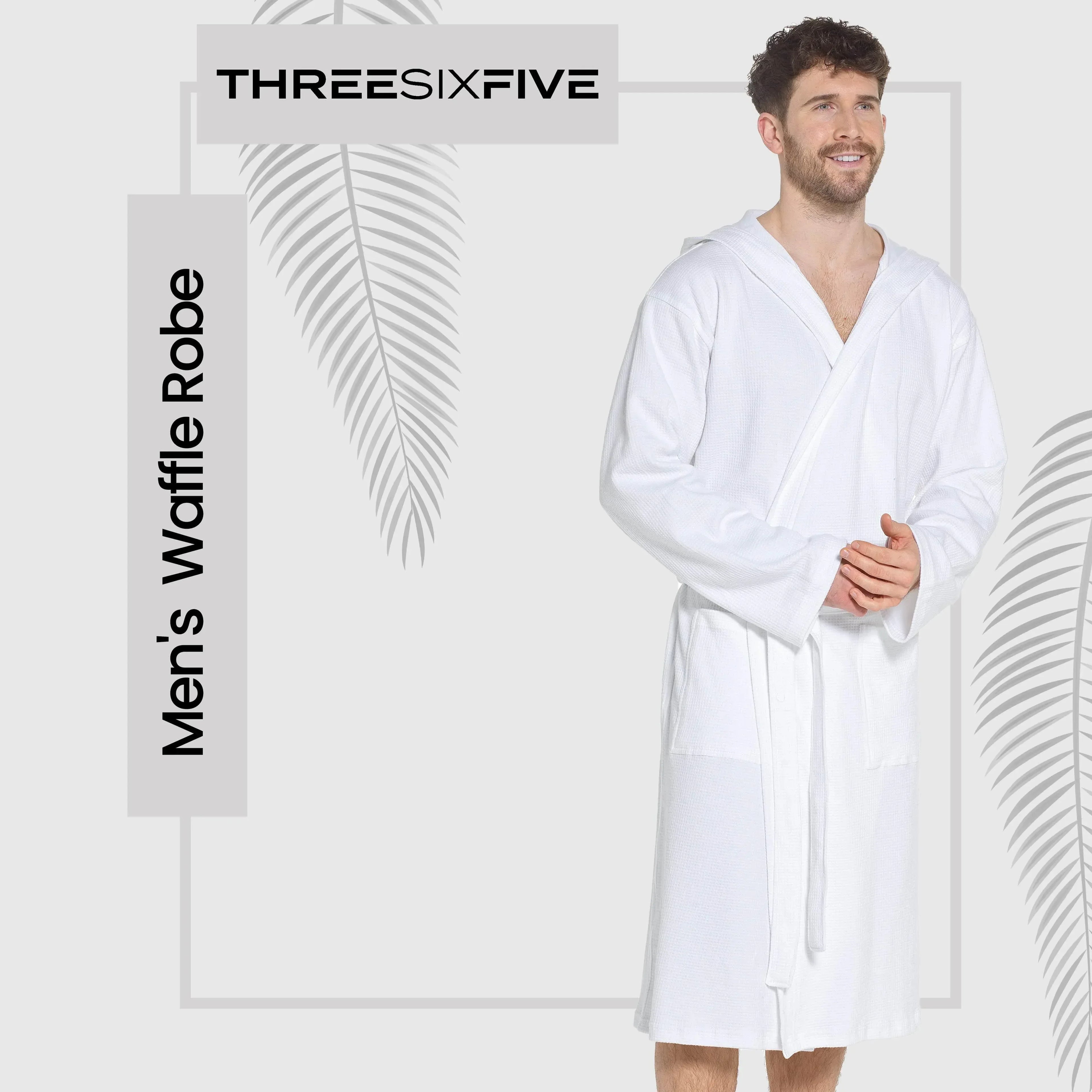 men-s-hooded-waffle-cotton-bathrobe-white-super-absorbent-spa-robe-luxury-dressing-gown-for-home-loungewear-by-sock-stack-bathrobe-1176964982 - Bobobiy