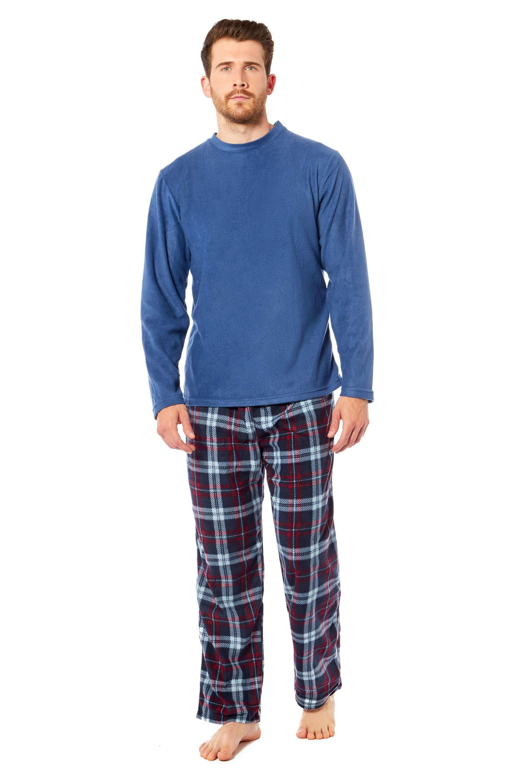 men-s-thermal-fleece-pyjama-set-with-stylish-check-pants-soft-warm-loungewear-pjs-for-winter-perfect-for-sleeping-and-lounging-in-various-sizes-by-daisy-dreamer-blue-m-pyjamas-1176514 - Bobobiy