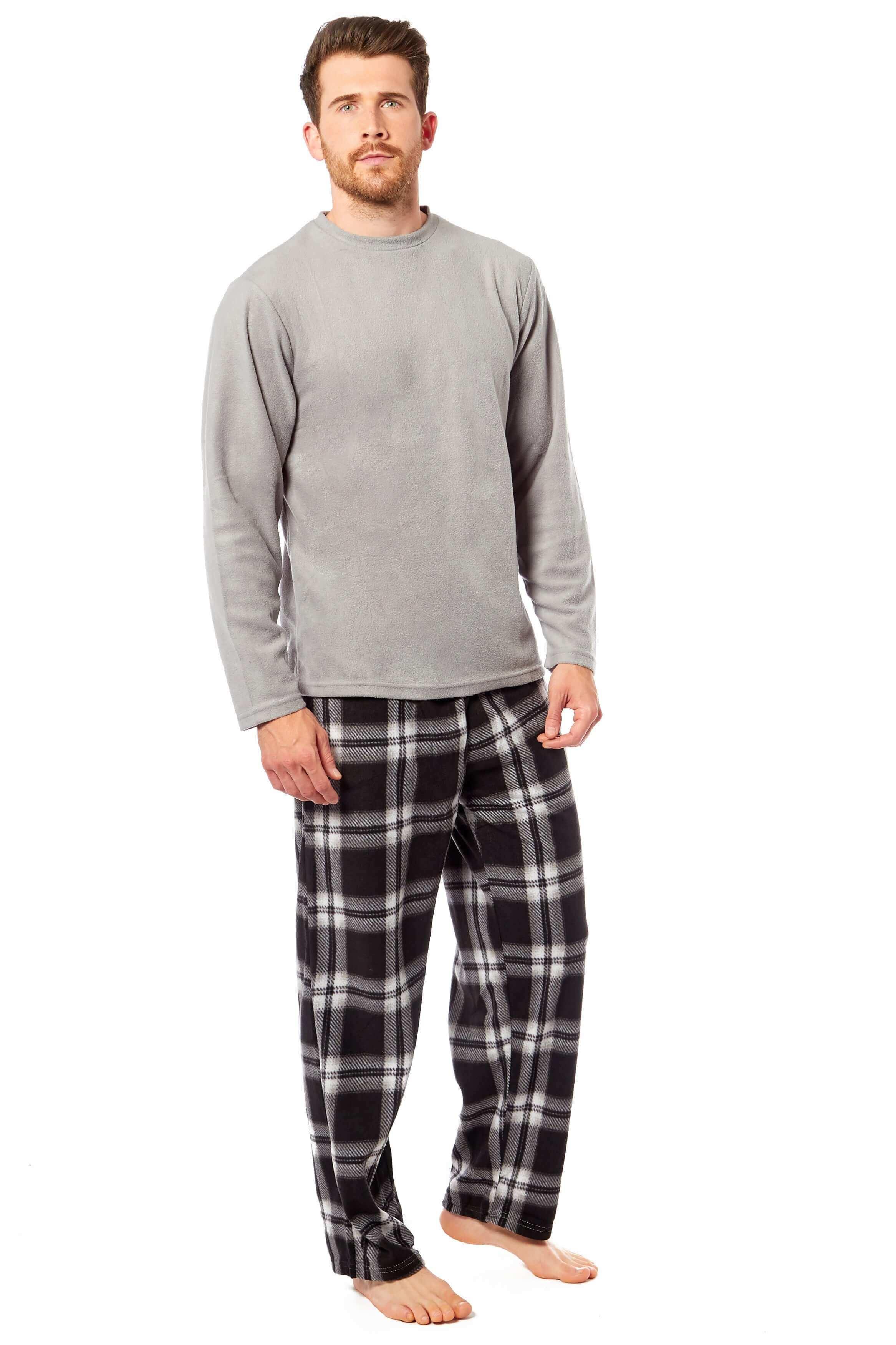 men-s-thermal-fleece-pyjama-set-with-stylish-check-pants-soft-warm-loungewear-pjs-for-winter-perfect-for-sleeping-and-lounging-in-various-sizes-by-daisy-dreamer-pyjamas-1176514028 - Bobobiy