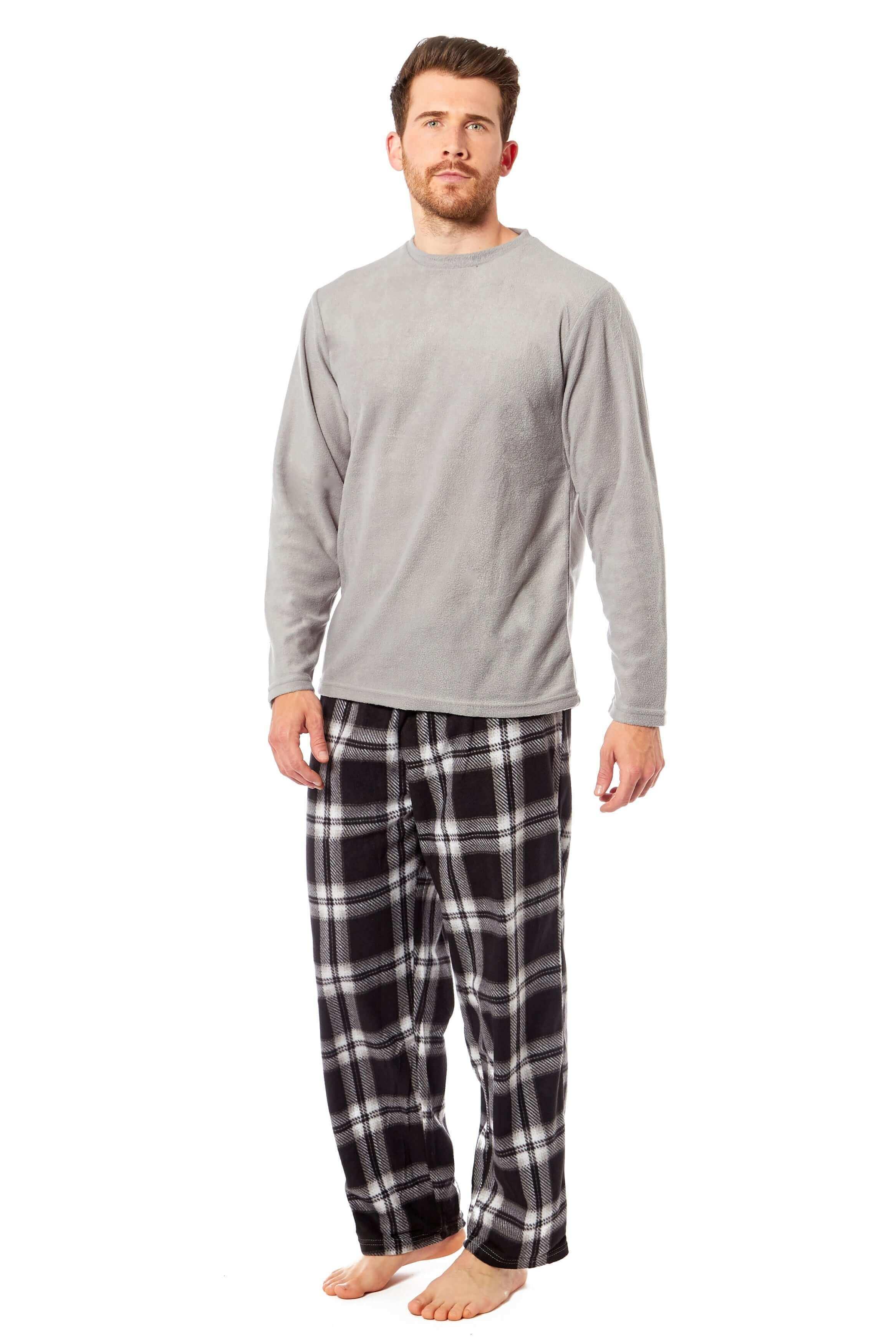 men-s-thermal-fleece-pyjama-set-with-stylish-check-pants-soft-warm-loungewear-pjs-for-winter-perfect-for-sleeping-and-lounging-in-various-sizes-by-daisy-dreamer-pyjamas-1176514029 - Bobobiy