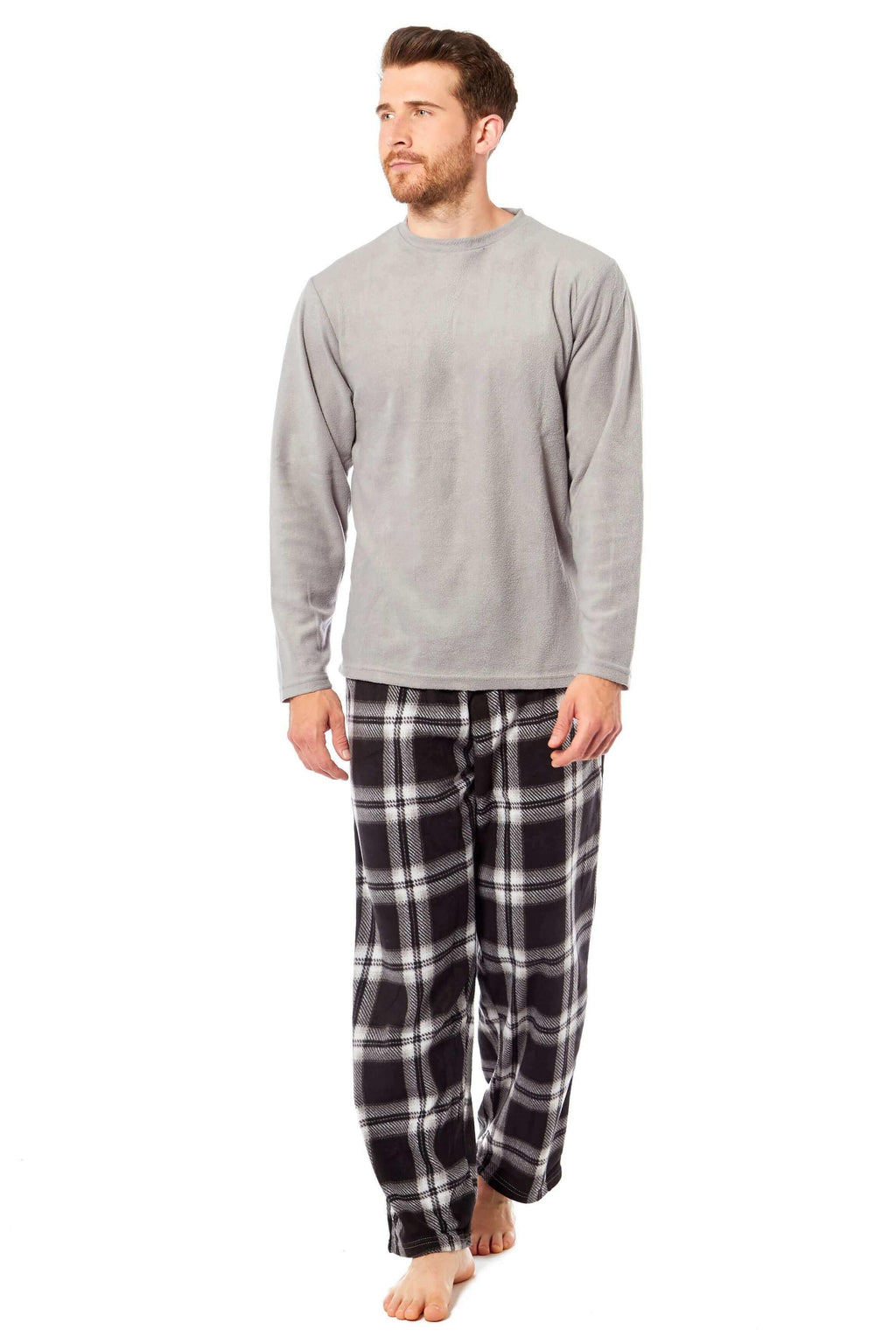 men-s-thermal-fleece-pyjama-set-with-stylish-check-pants-soft-warm-loungewear-pjs-for-winter-perfect-for-sleeping-and-lounging-in-various-sizes-by-daisy-dreamer-pyjamas-1176514030 - Bobobiy