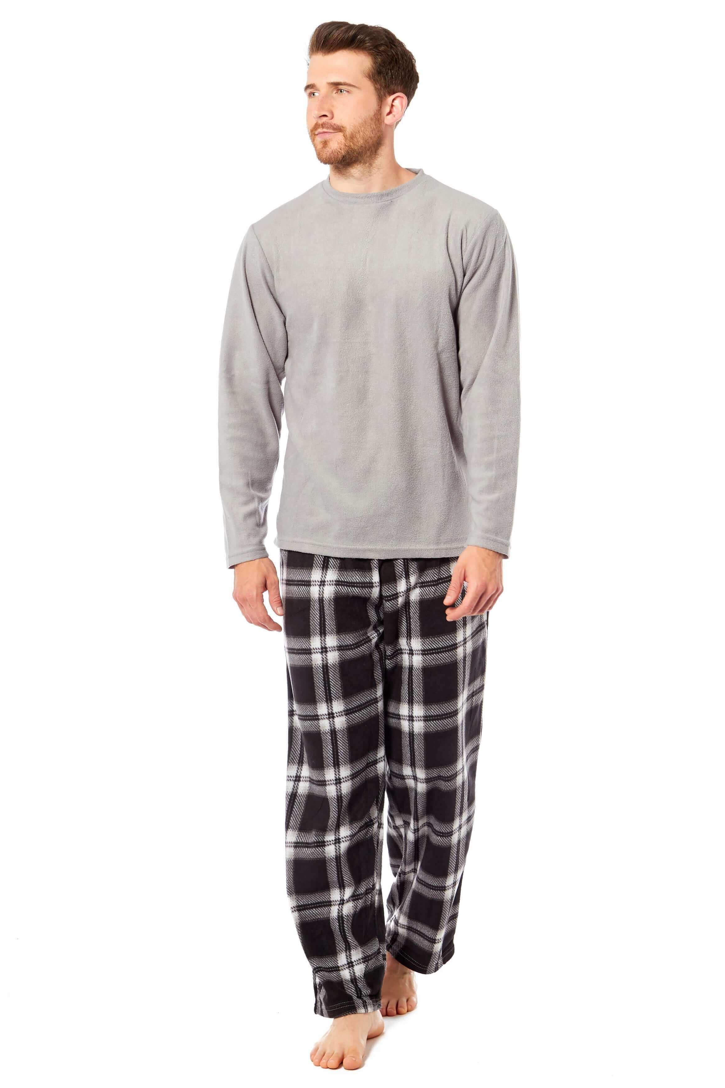 men-s-thermal-fleece-pyjama-set-with-stylish-check-pants-soft-warm-loungewear-pjs-for-winter-perfect-for-sleeping-and-lounging-in-various-sizes-by-daisy-dreamer-pyjamas-1176514030 - Bobobiy