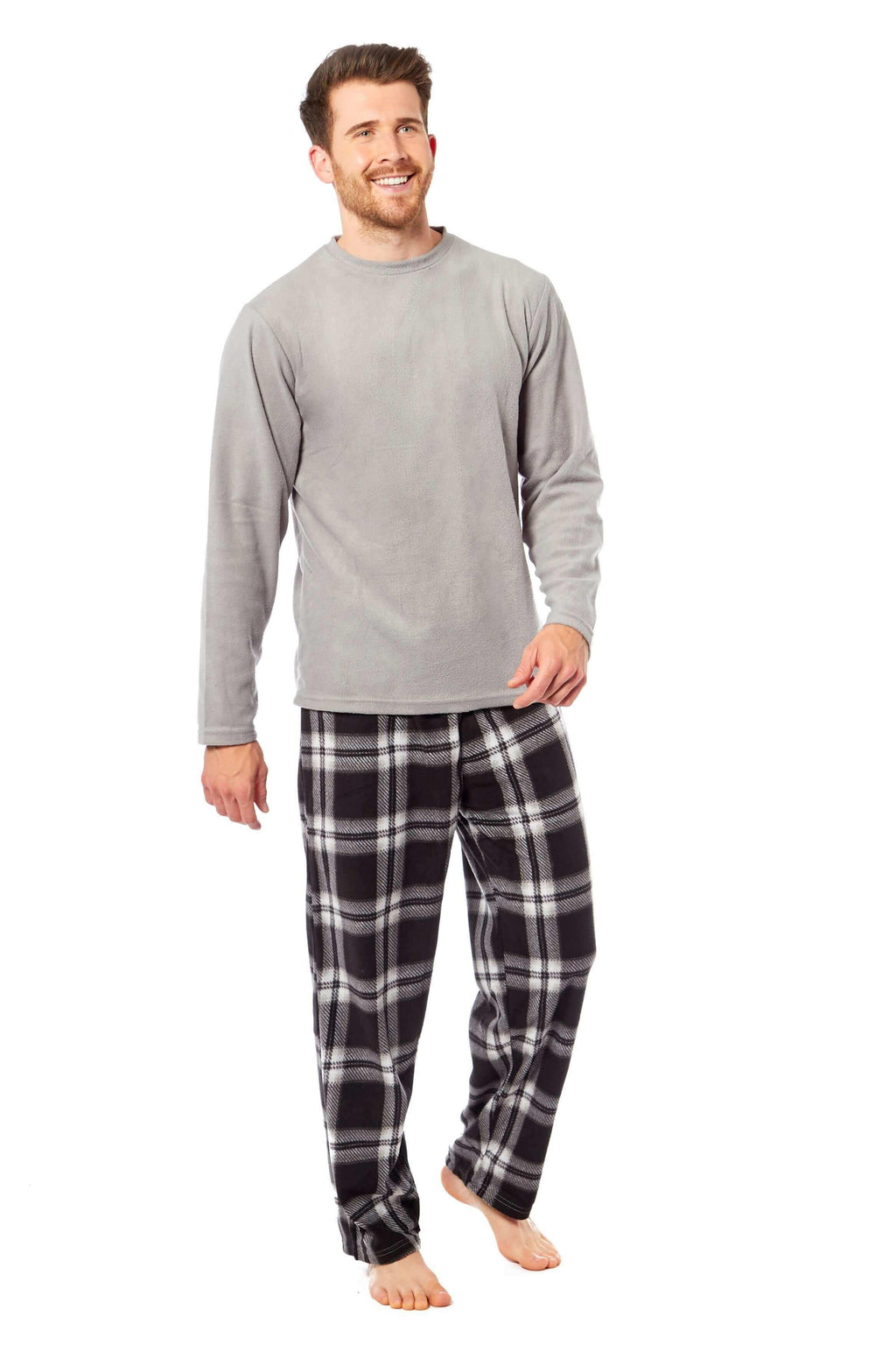 men-s-thermal-fleece-pyjama-set-with-stylish-check-pants-soft-warm-loungewear-pjs-for-winter-perfect-for-sleeping-and-lounging-in-various-sizes-by-daisy-dreamer-pyjamas-1176514032 - Bobobiy